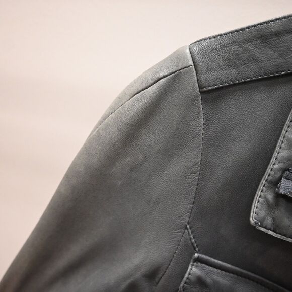 Roncarati | Gray Leather Moto Zip Jacket Size: 42 / Approx. US 8 - Picture 15 of 16